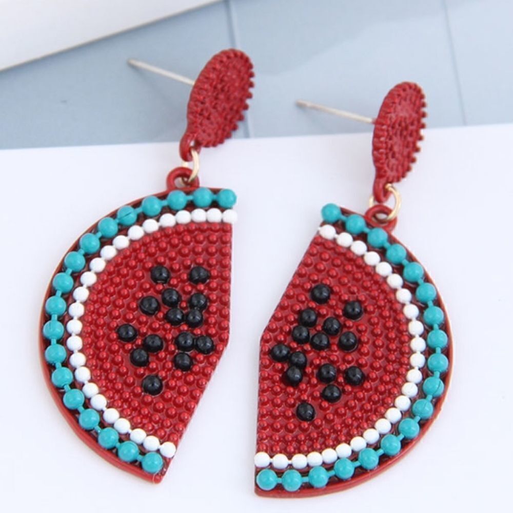 RICEBEAD WATERMELON DANGLE EARRINGS